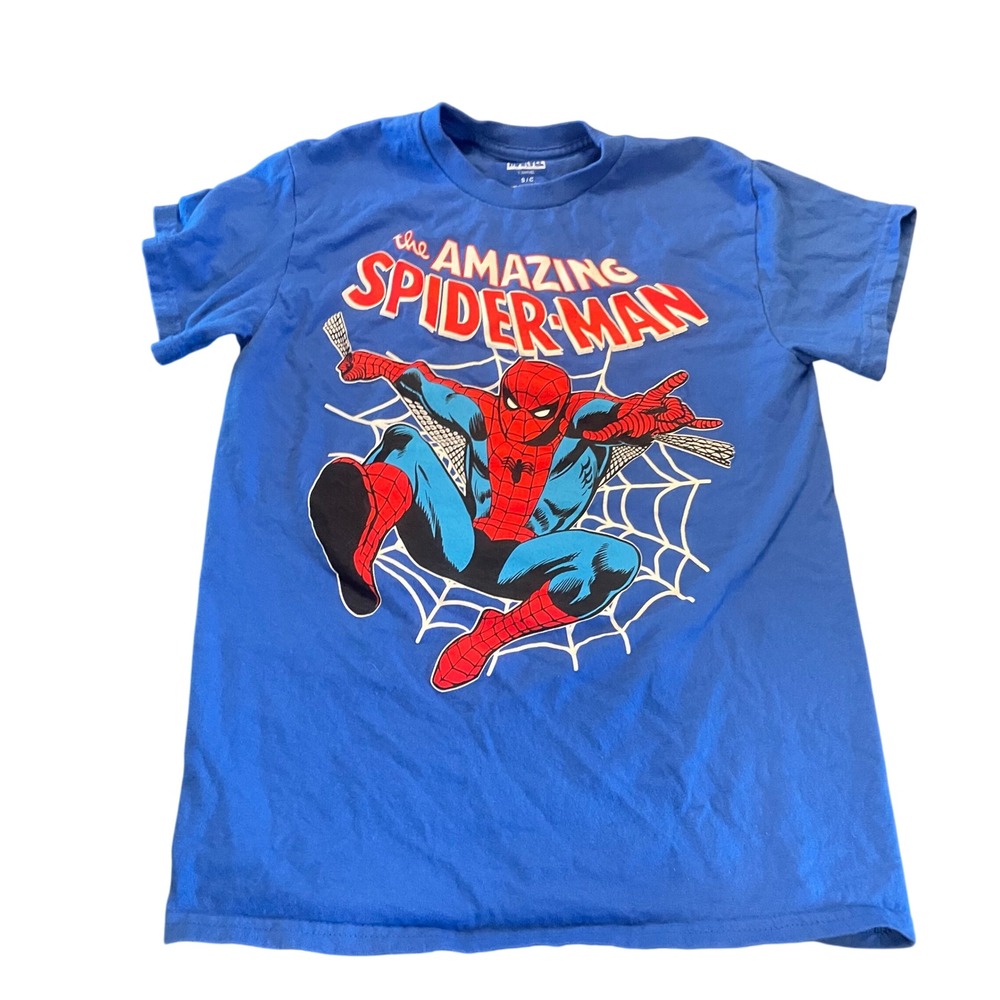 Marvel The Amazing Spider-Man Graphic T-Shirt Mens Small Royal Blue Short Sleeve